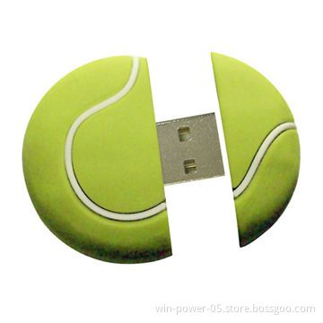 Tennis PVC Memory Drives/Promotional USB Flash Stick, Special Design, 1/2/4/8/16/32 to 64GB Capacity